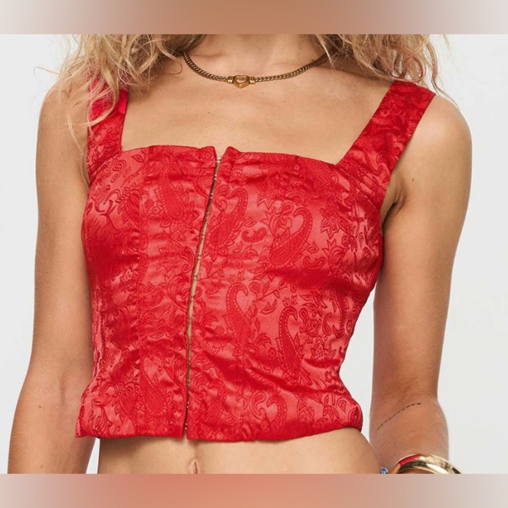 NWT Princess Polly Red Loyal Heart Corset Top Size 4